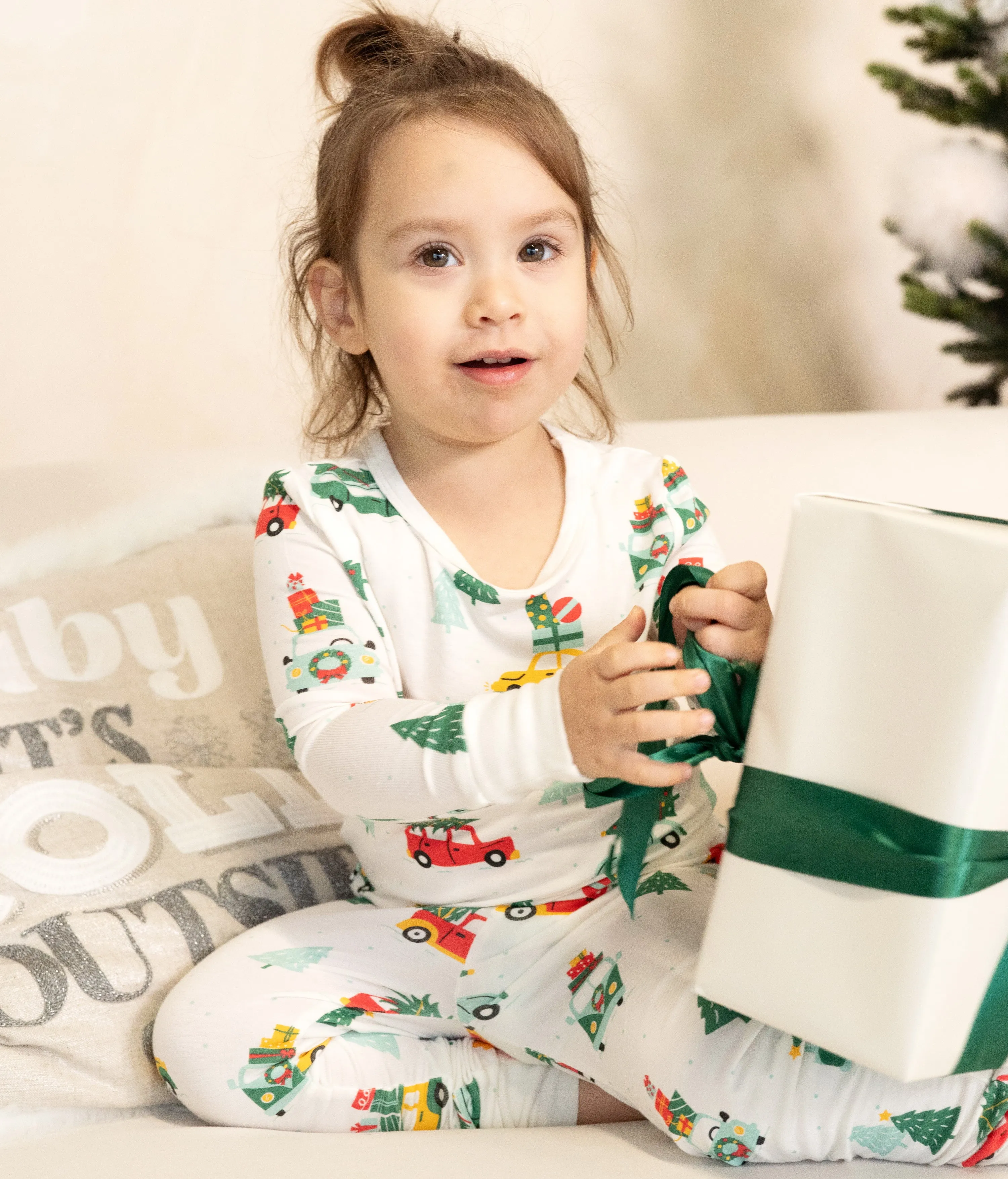 2 Piece Unisex Christmas Cars Pajamas