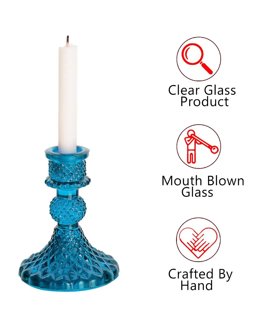 Arlo Antiwue Glass Candle Stand | Multiple Colors | 5 x 5 x 11 inches