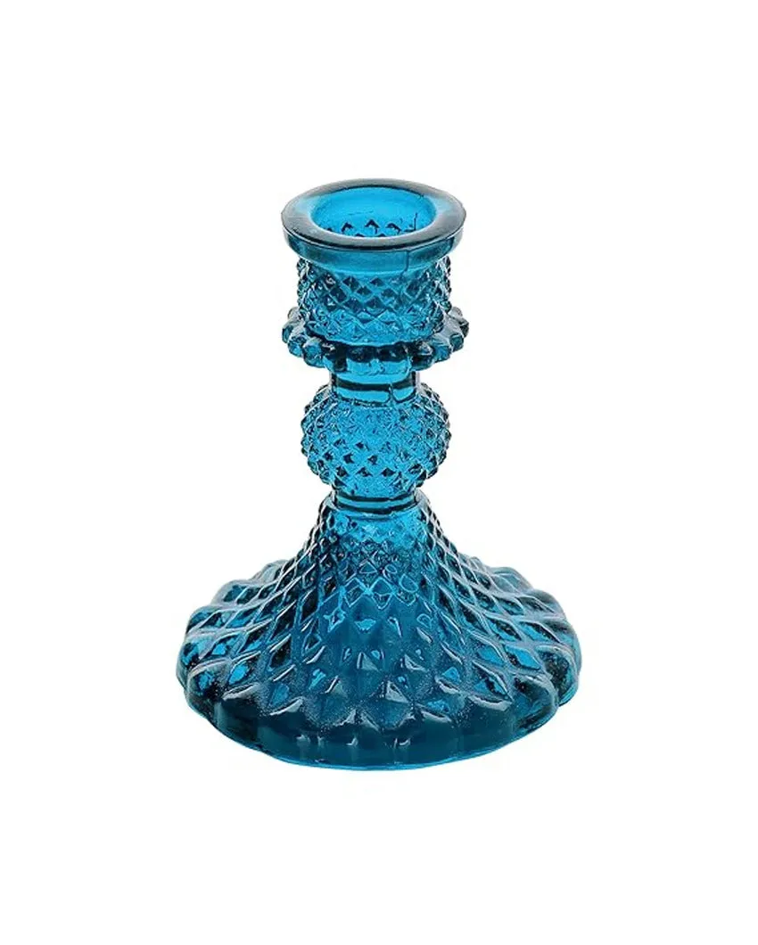 Arlo Antiwue Glass Candle Stand | Multiple Colors | 5 x 5 x 11 inches