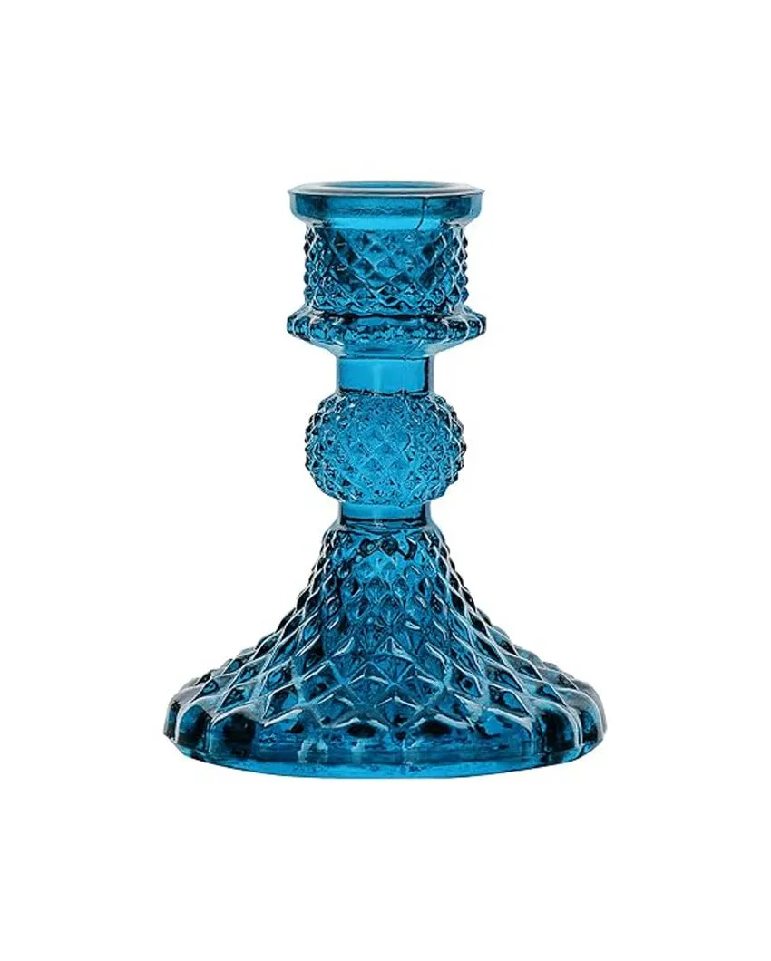 Arlo Antiwue Glass Candle Stand | Multiple Colors | 5 x 5 x 11 inches