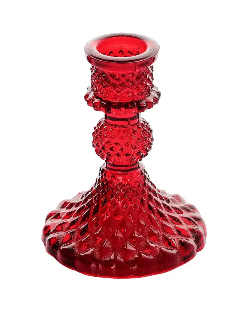 Arlo Antiwue Glass Candle Stand | Multiple Colors | 5 x 5 x 11 inches