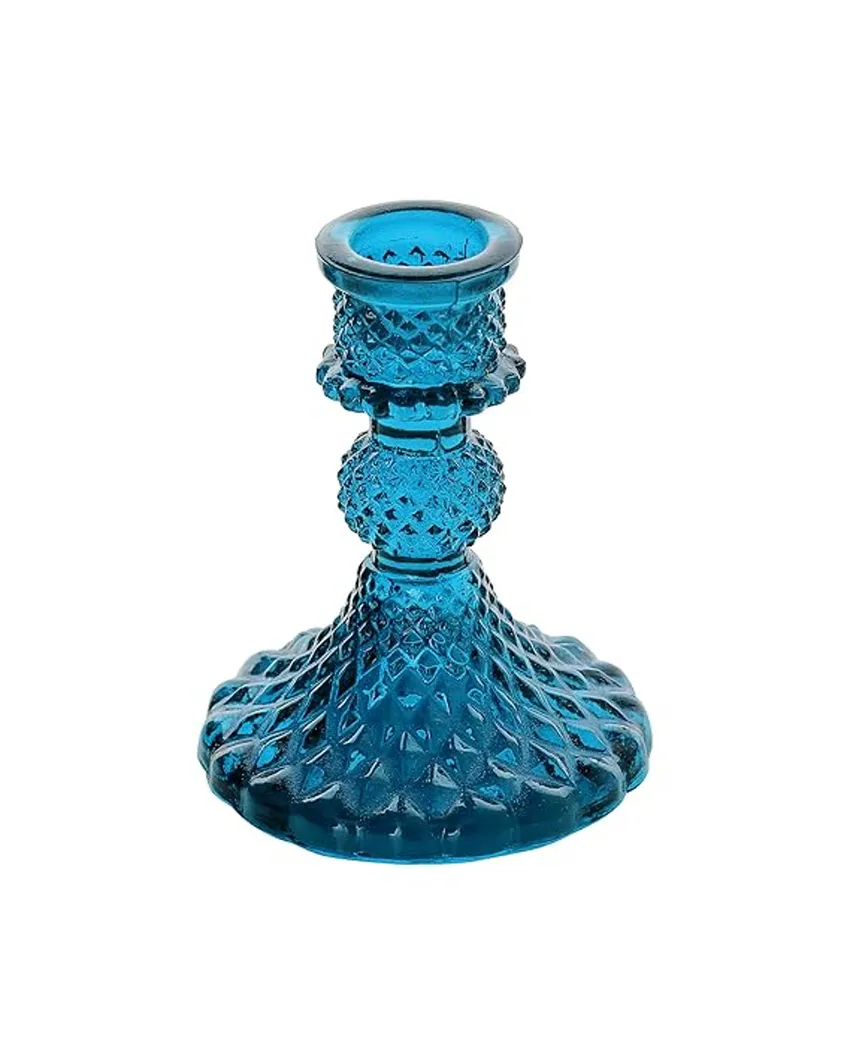 Arlo Antiwue Glass Candle Stand | Multiple Colors | 5 x 5 x 11 inches