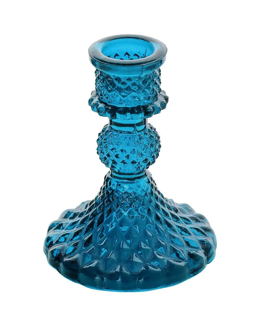 Arlo Antiwue Glass Candle Stand | Multiple Colors | 5 x 5 x 11 inches