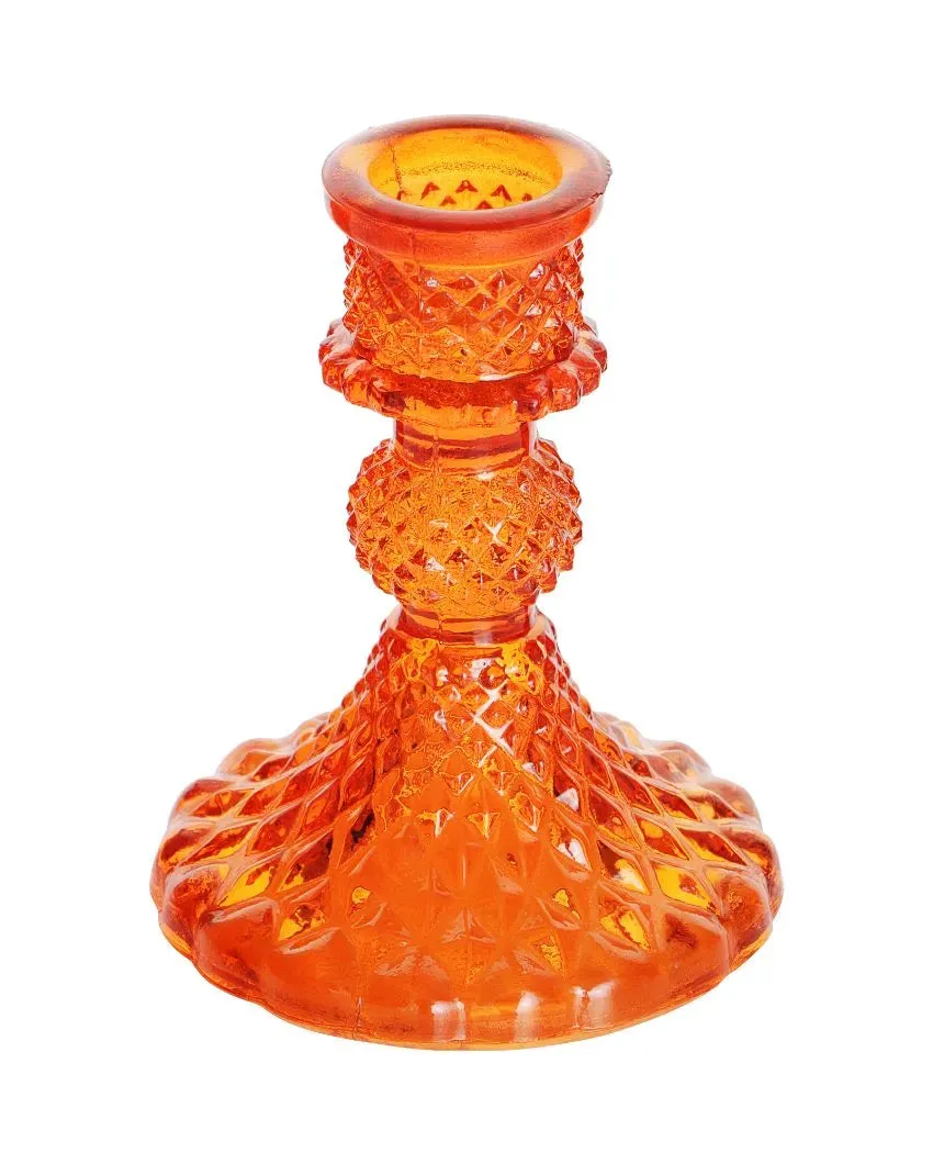 Arlo Antiwue Glass Candle Stand | Multiple Colors | 5 x 5 x 11 inches