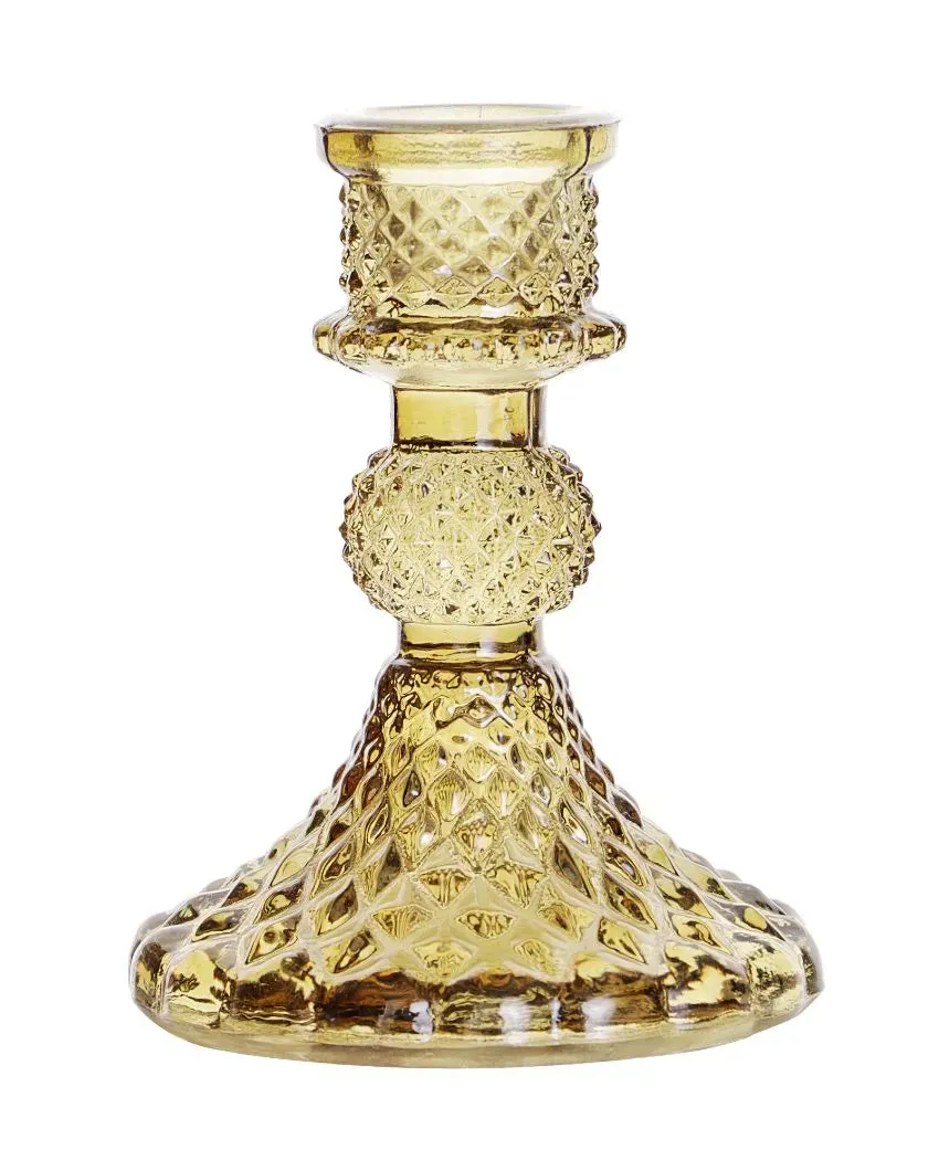 Arlo Antiwue Glass Candle Stand | Multiple Colors | 5 x 5 x 11 inches