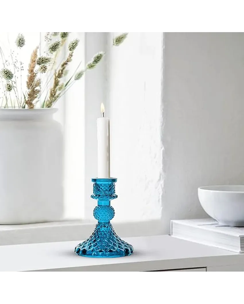 Arlo Antiwue Glass Candle Stand | Multiple Colors | 5 x 5 x 11 inches