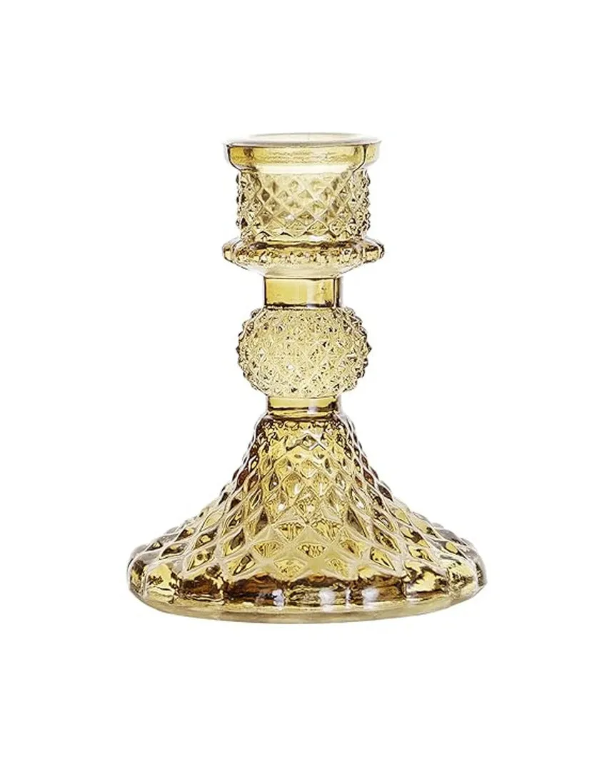 Arlo Antiwue Glass Candle Stand | Multiple Colors | 5 x 5 x 11 inches