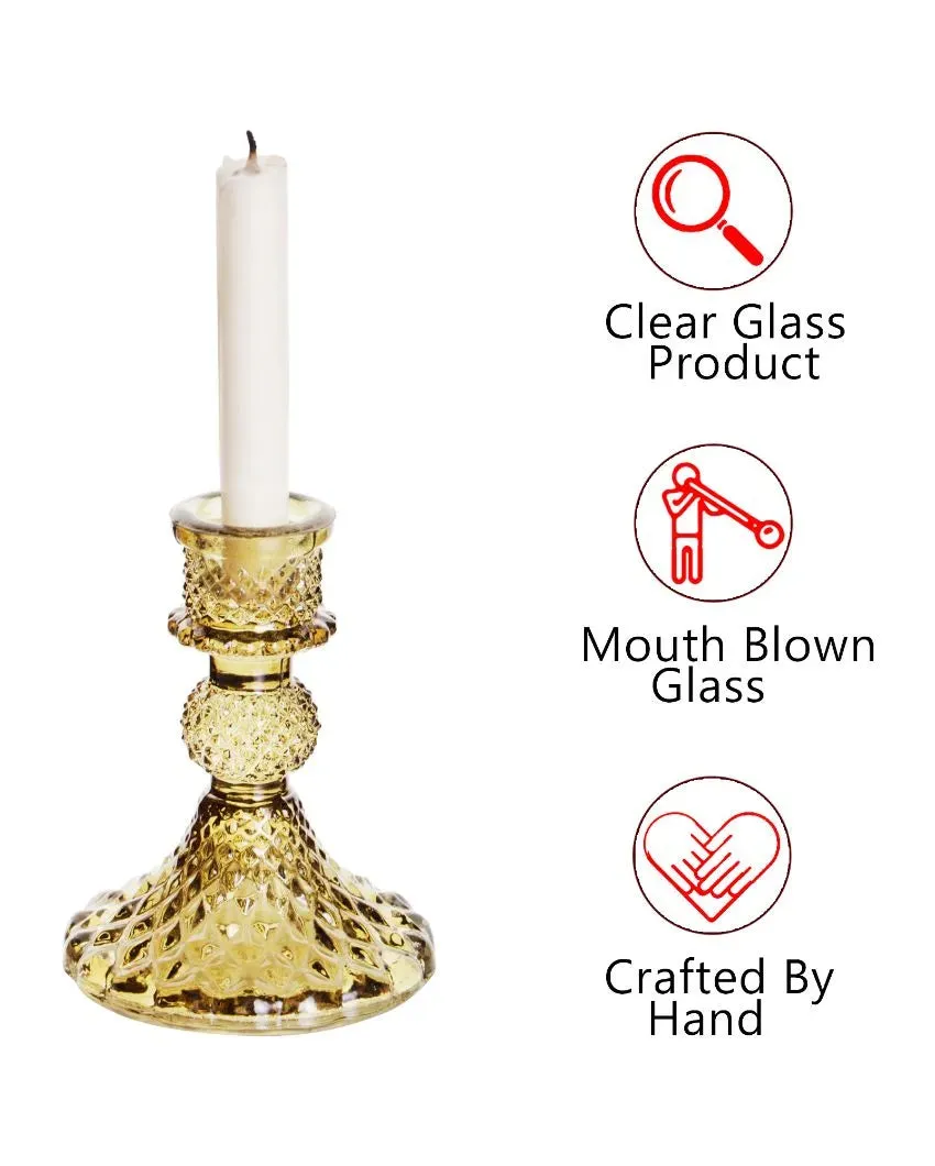 Arlo Antiwue Glass Candle Stand | Multiple Colors | 5 x 5 x 11 inches