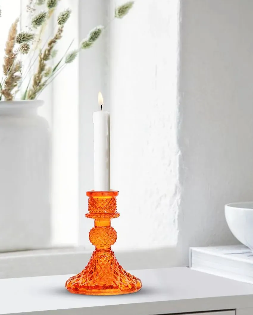 Arlo Antiwue Glass Candle Stand | Multiple Colors | 5 x 5 x 11 inches