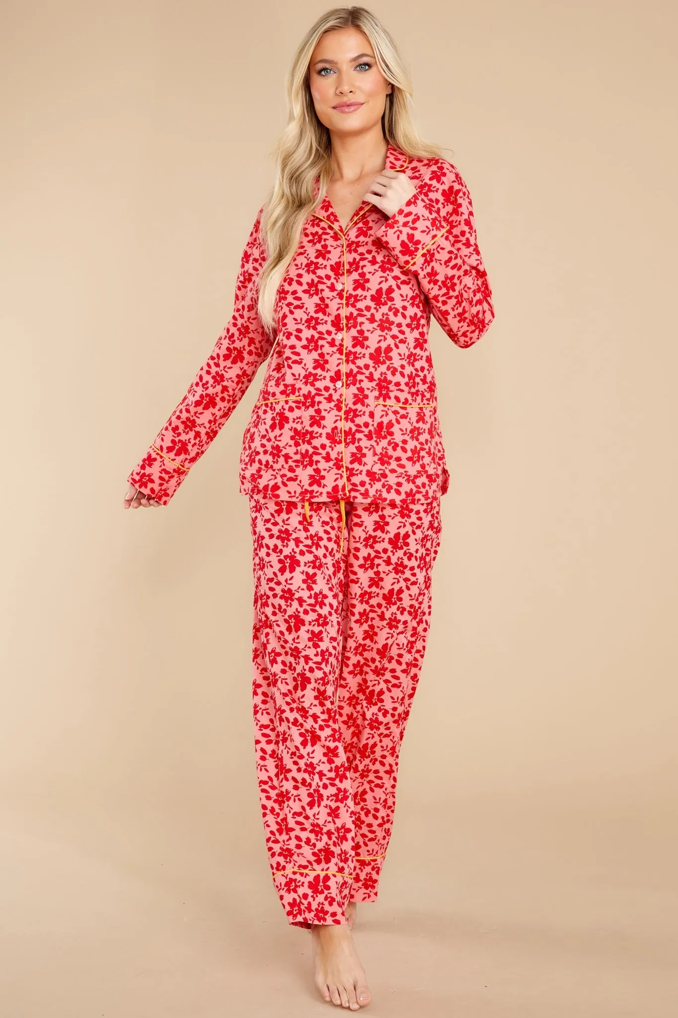 Beauty Sleep Fuchsia Floral Print Pajama Set