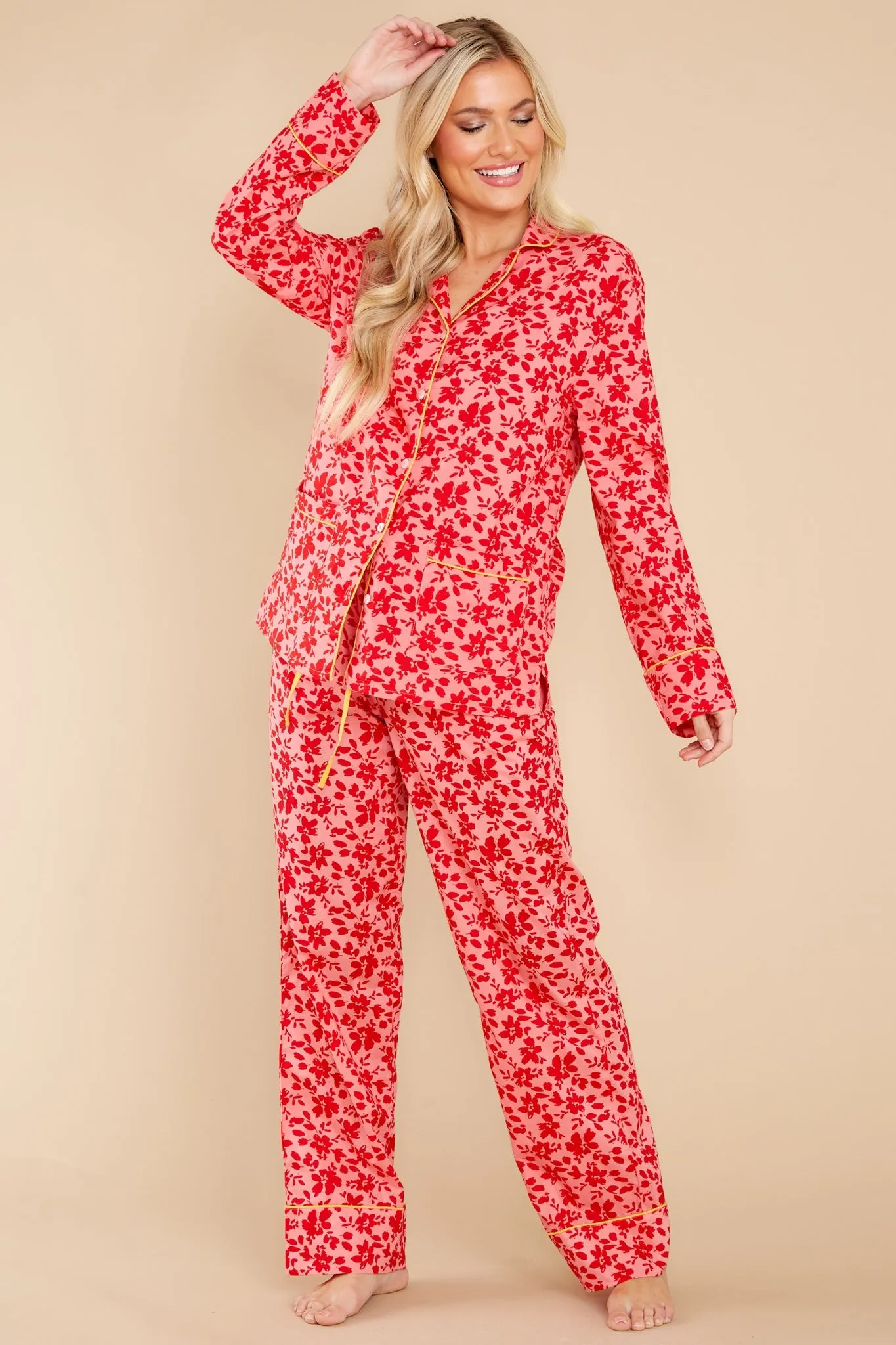 Beauty Sleep Fuchsia Floral Print Pajama Set