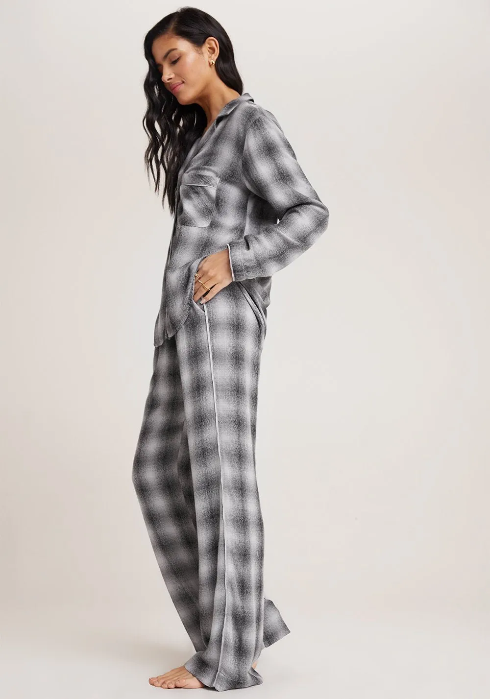 Bella Dahl - Sleep Shirt   Wide Leg Pant Set in White