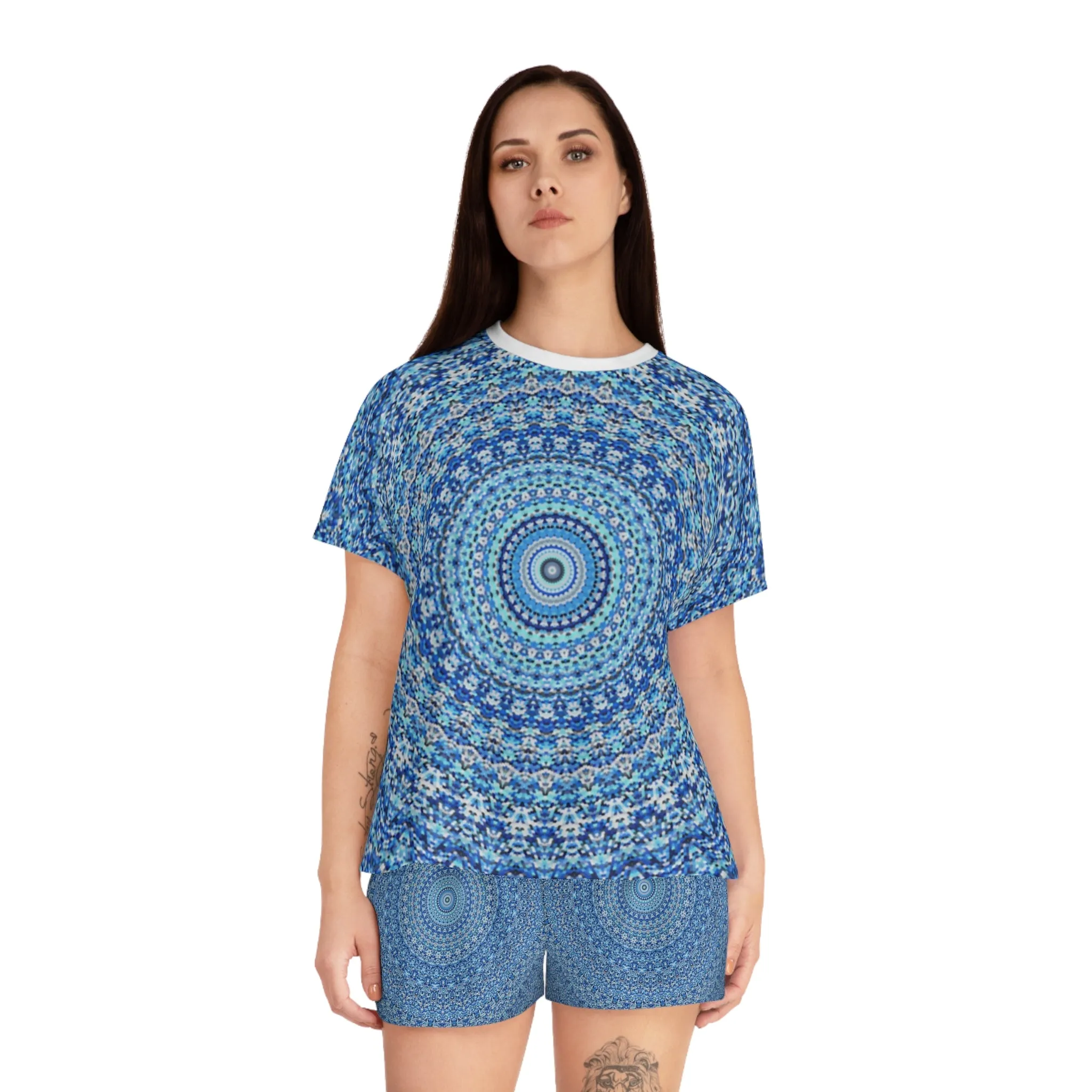 Blue Mandala - Inovax Women's Short Pajama Set 