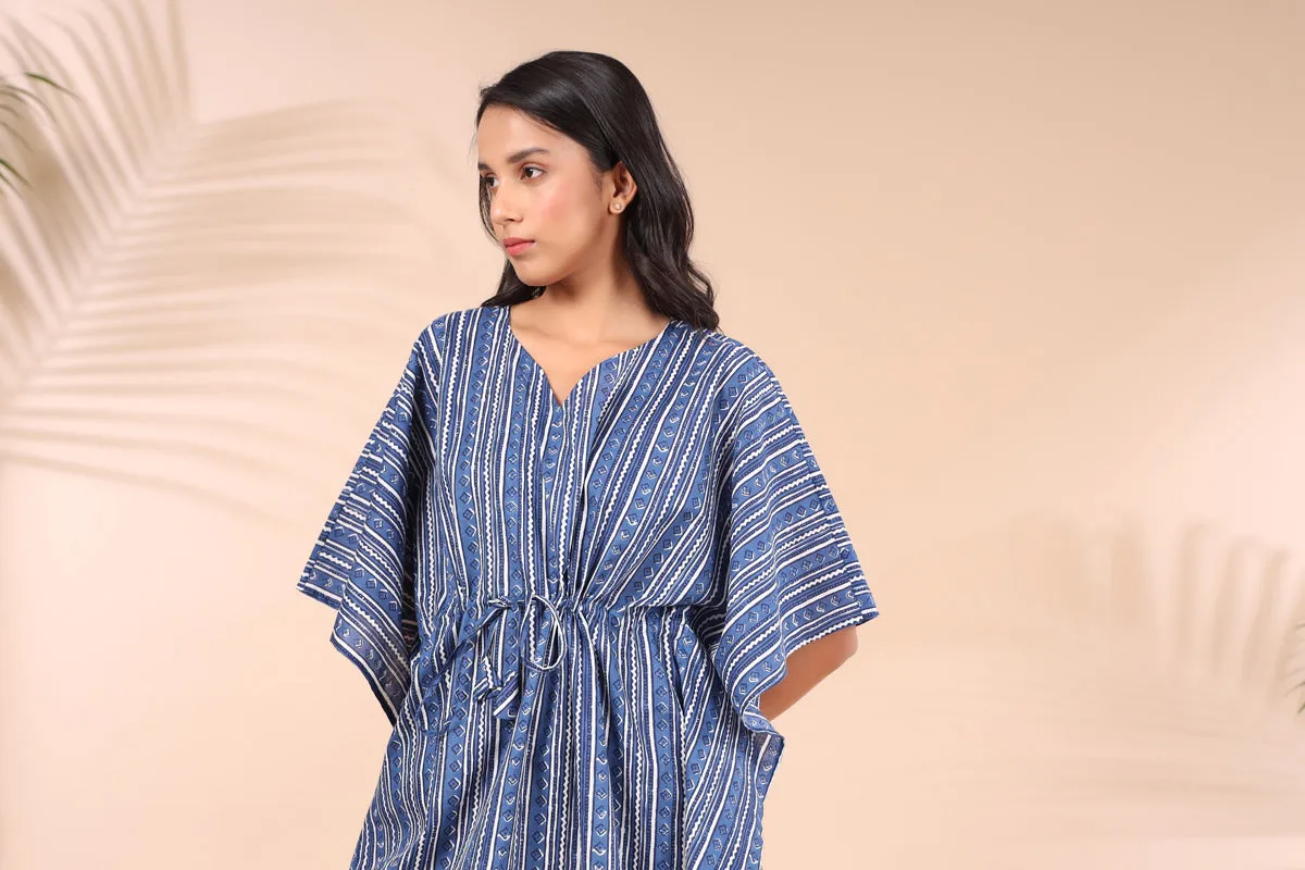 BlueBerry Stripes on Blue Kaftan Pajama