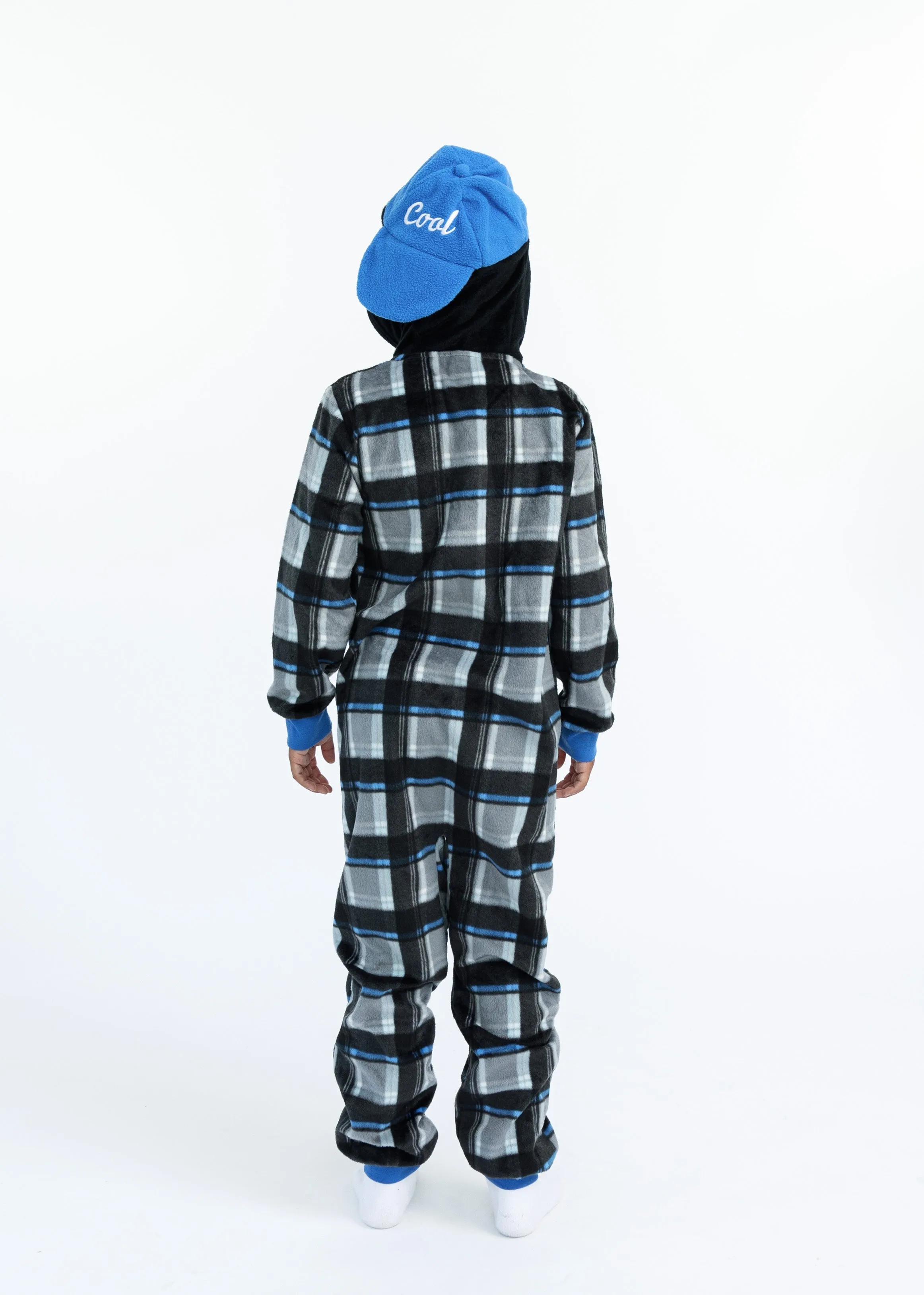 Boys Cool Penguin Zip-Up Hooded Sleeper Pajama with Built Up 3D Character Hood