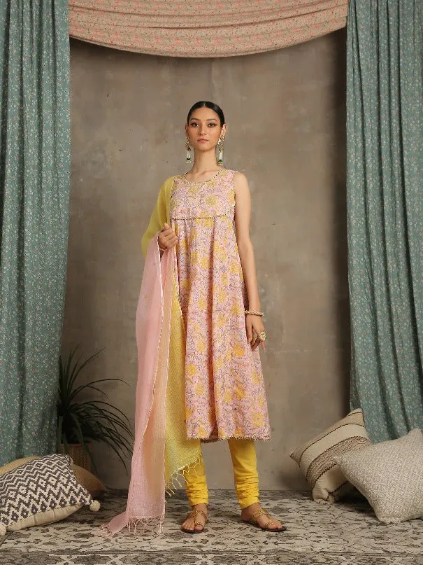 Brijeshwari- Amaltas Peach Cotton Printed Salwar Suit