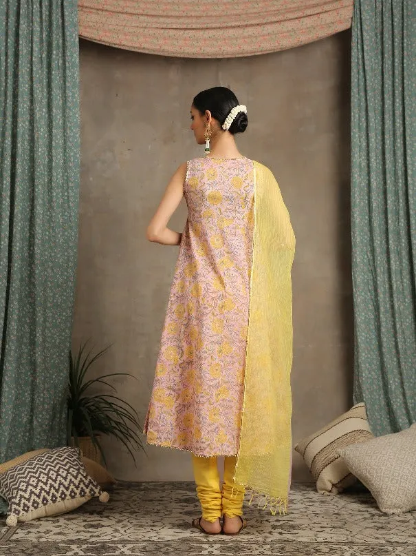 Brijeshwari- Amaltas Peach Cotton Printed Salwar Suit