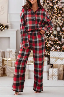 Checker Shirt and Pants Pajama Set