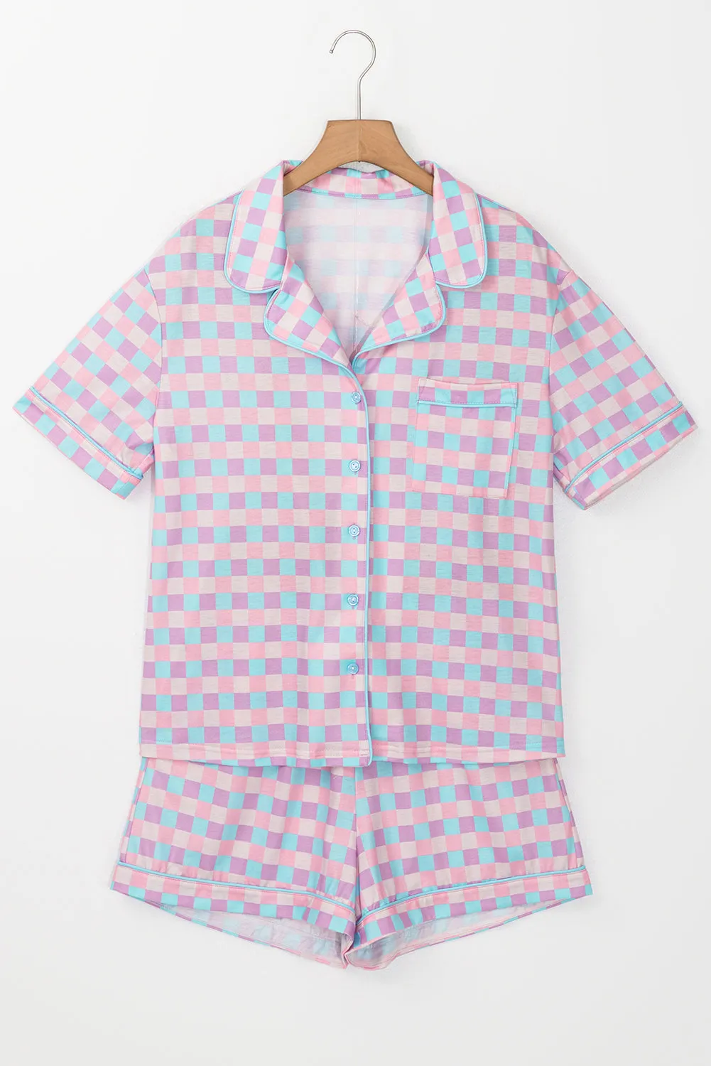 Checker Top and Shorts Pajama Set