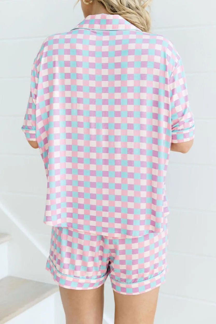 Checker Top and Shorts Pajama Set