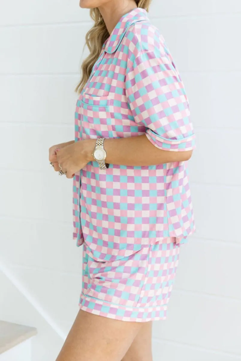 Checker Top and Shorts Pajama Set