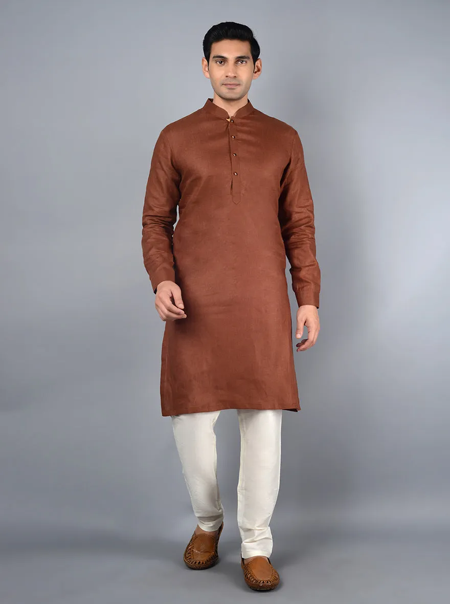 Cinnamon Brown Solid Regular Fit Kurta Set | TULA