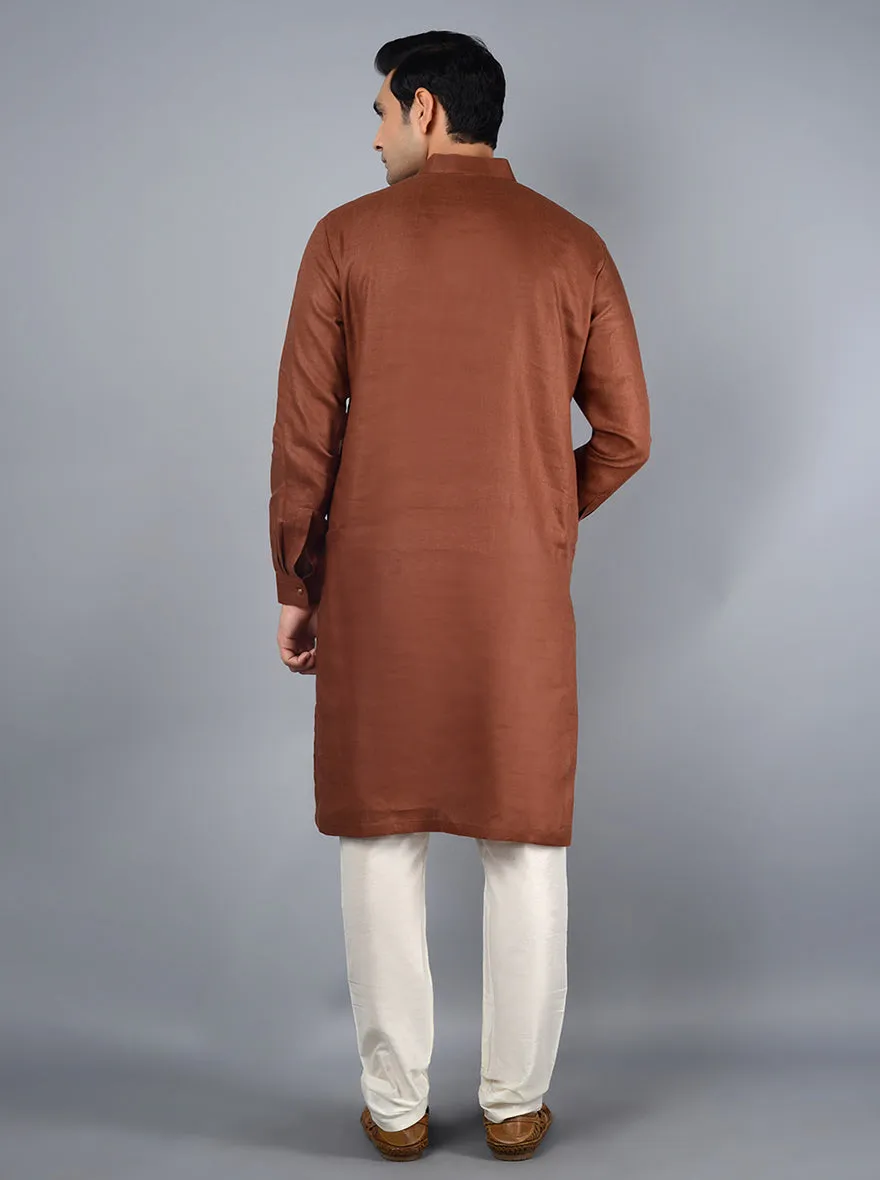 Cinnamon Brown Solid Regular Fit Kurta Set | TULA