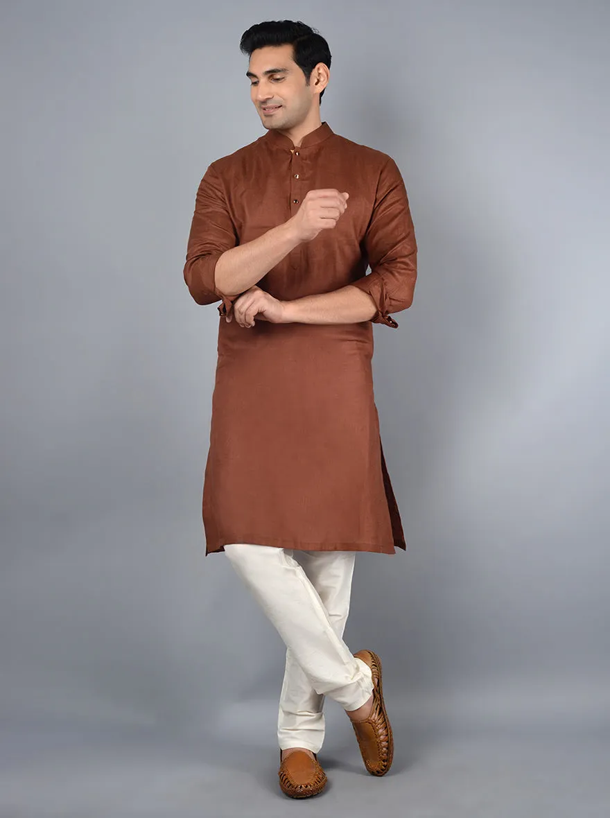 Cinnamon Brown Solid Regular Fit Kurta Set | TULA