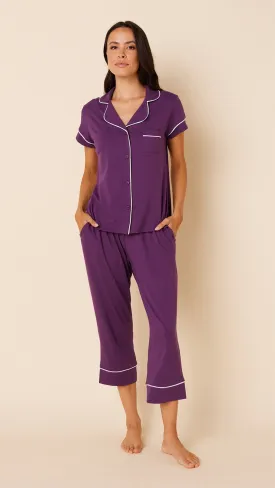 Classic Pima Knit Capri - Aubergine