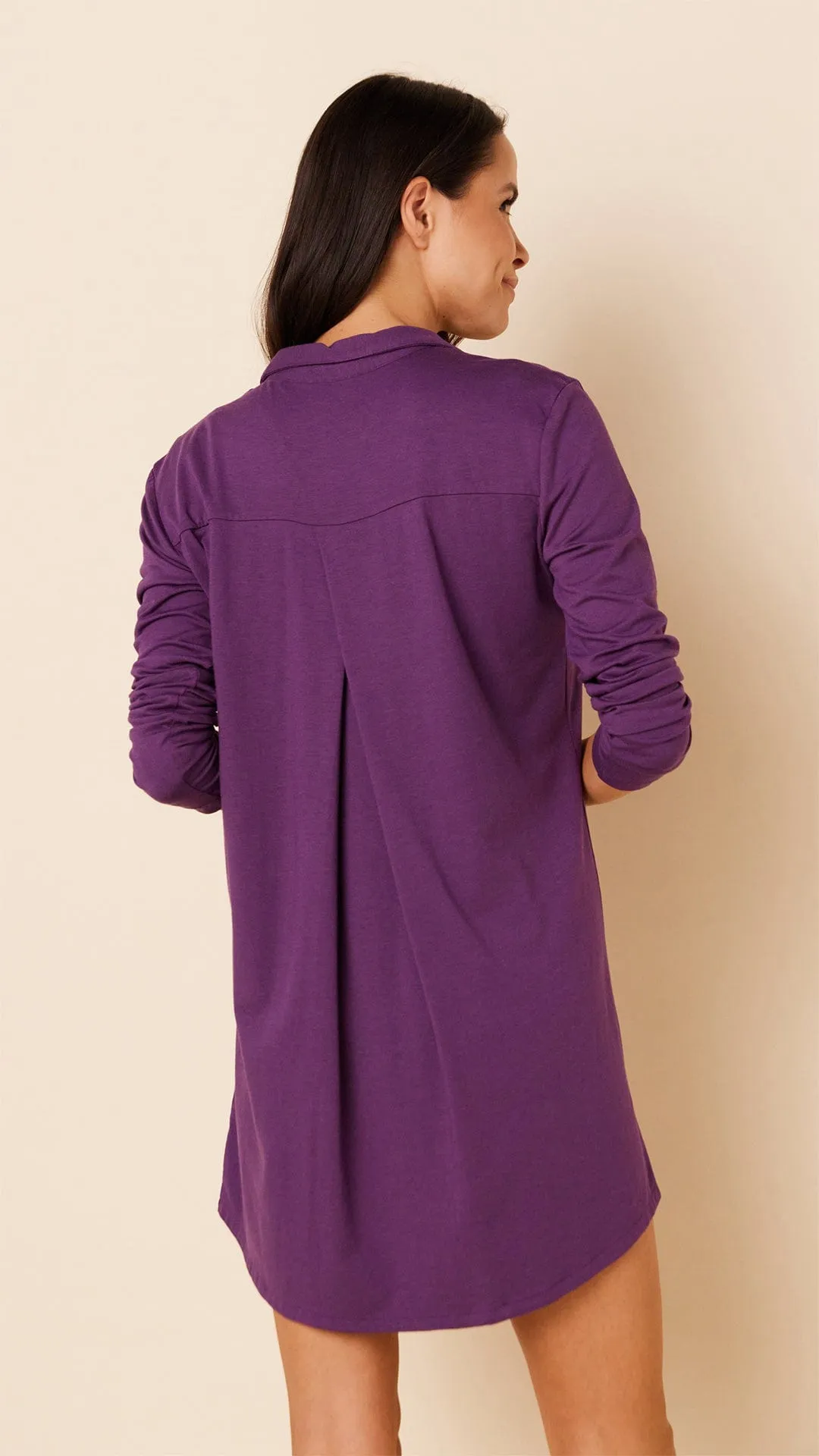 Classic Pima Knit Night Shirt - Aubergine