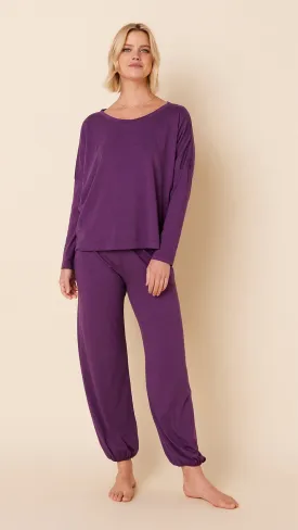 Classic Pima Knit Pullover Set - Aubergine