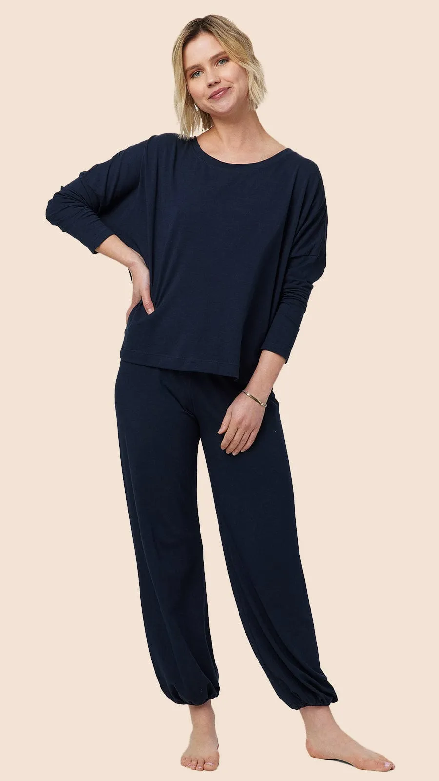 Classic Pima Knit Pullover Set - Midnight