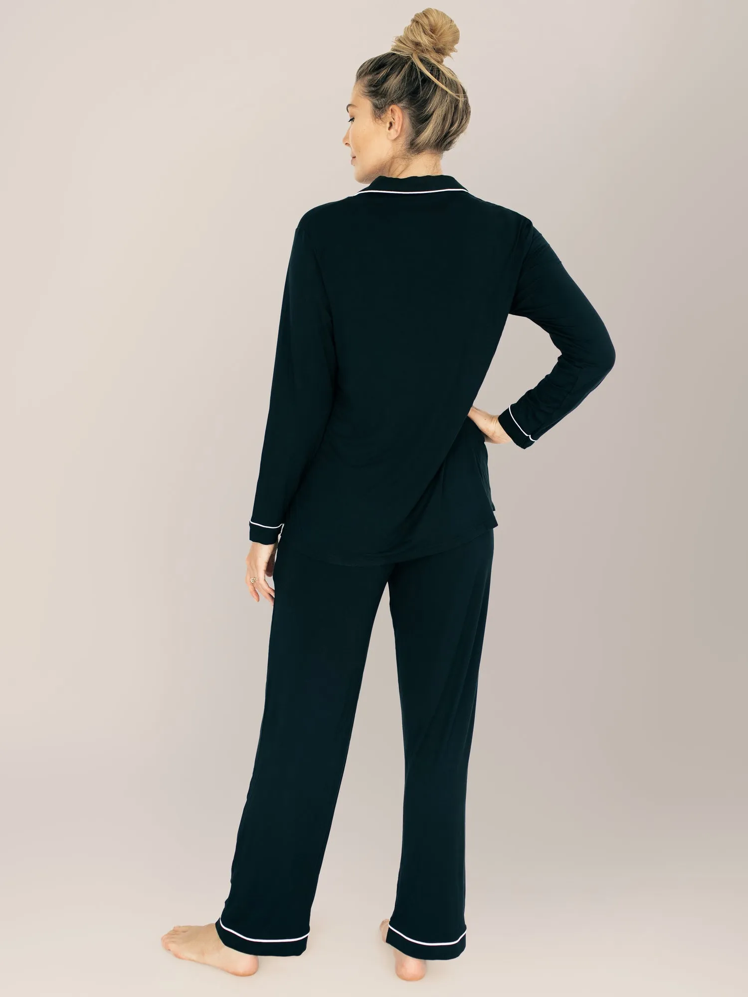 Clea Bamboo Long Sleeve Pajama Set | Black