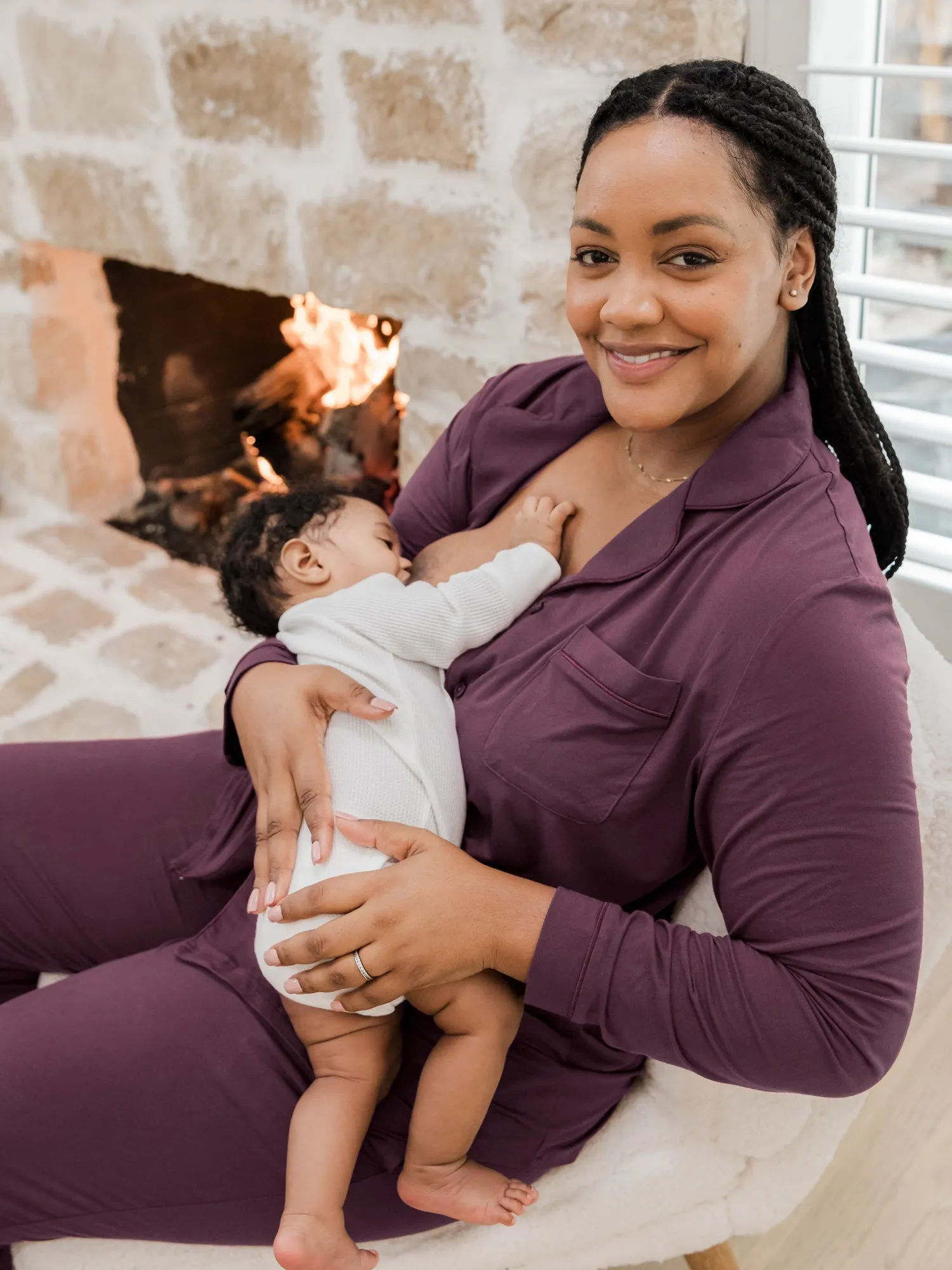 Clea Bamboo Long Sleeve Pajama Set | Burgundy Plum