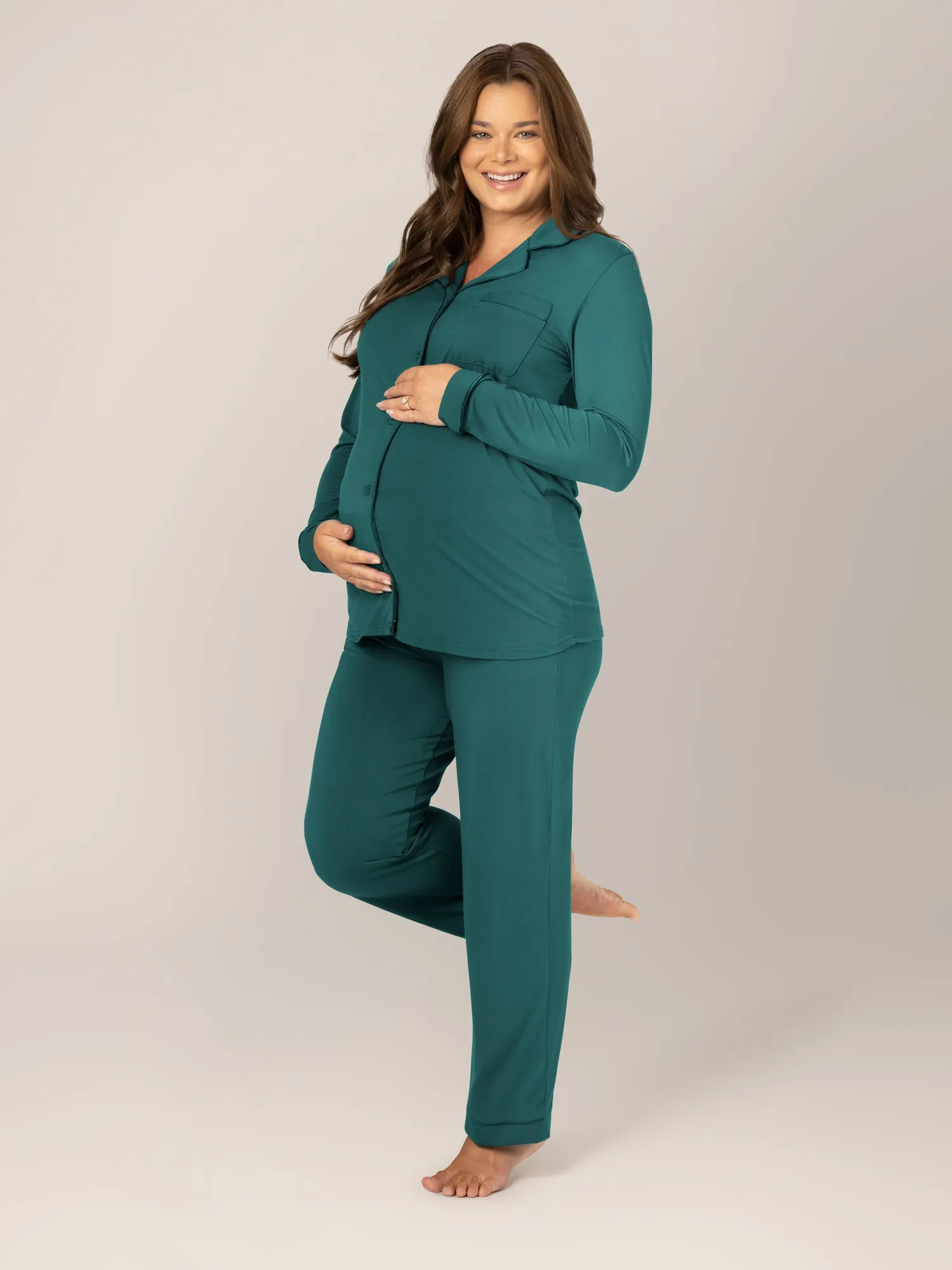 Clea Bamboo Long Sleeve Pajama Set | Evergreen