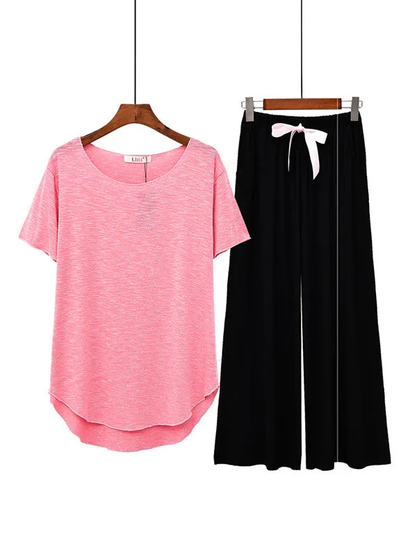 Comfortable Short Sleeve T-Shirt&Pants Pajama Set