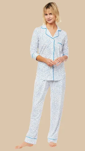 Confetti Dot Pima Knit Pajama - Blue