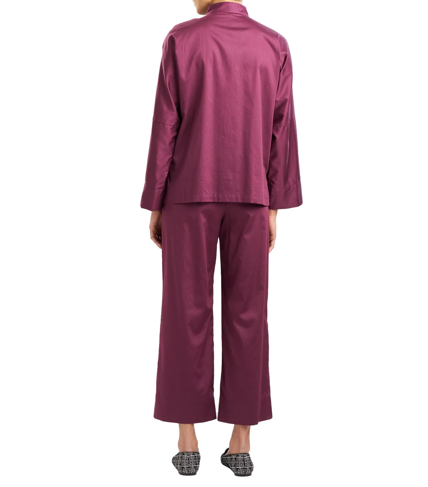 Cotton Sateen Essentials Mandarin PJ Chocolate Cherry