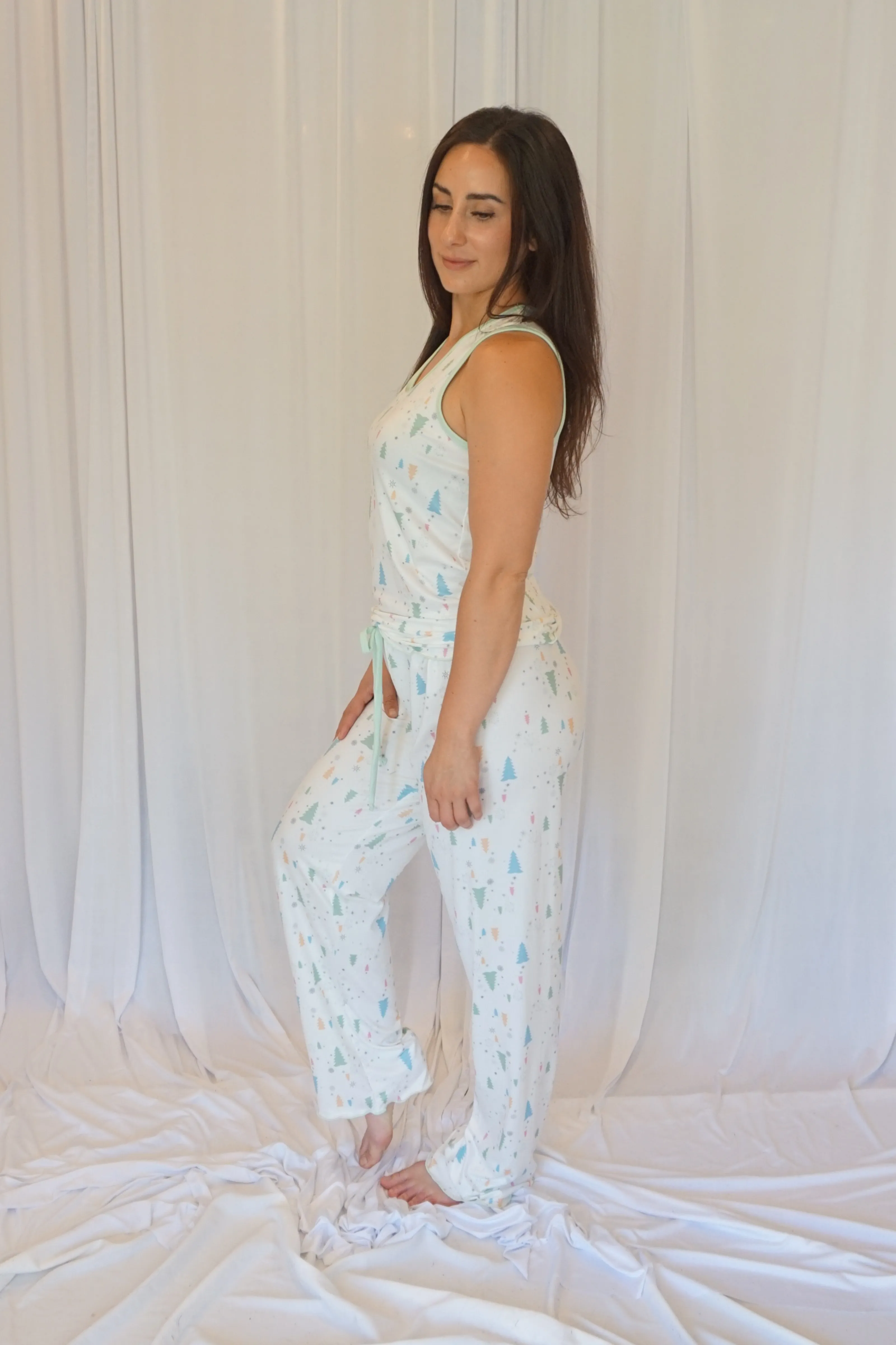 Cozy Christmas White Pajama Pants Set