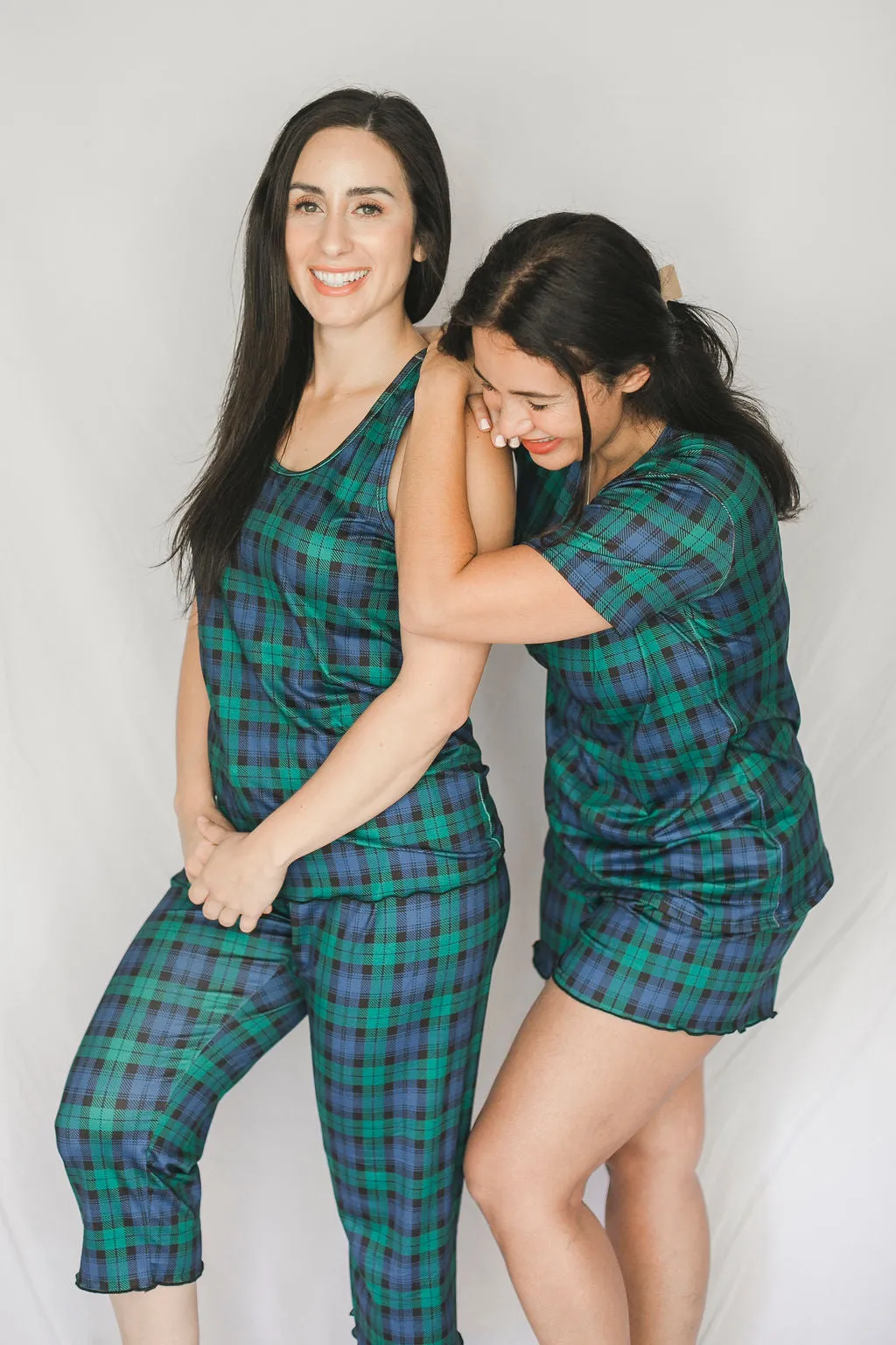 Cozy Green Plaid Pajama Capris Set