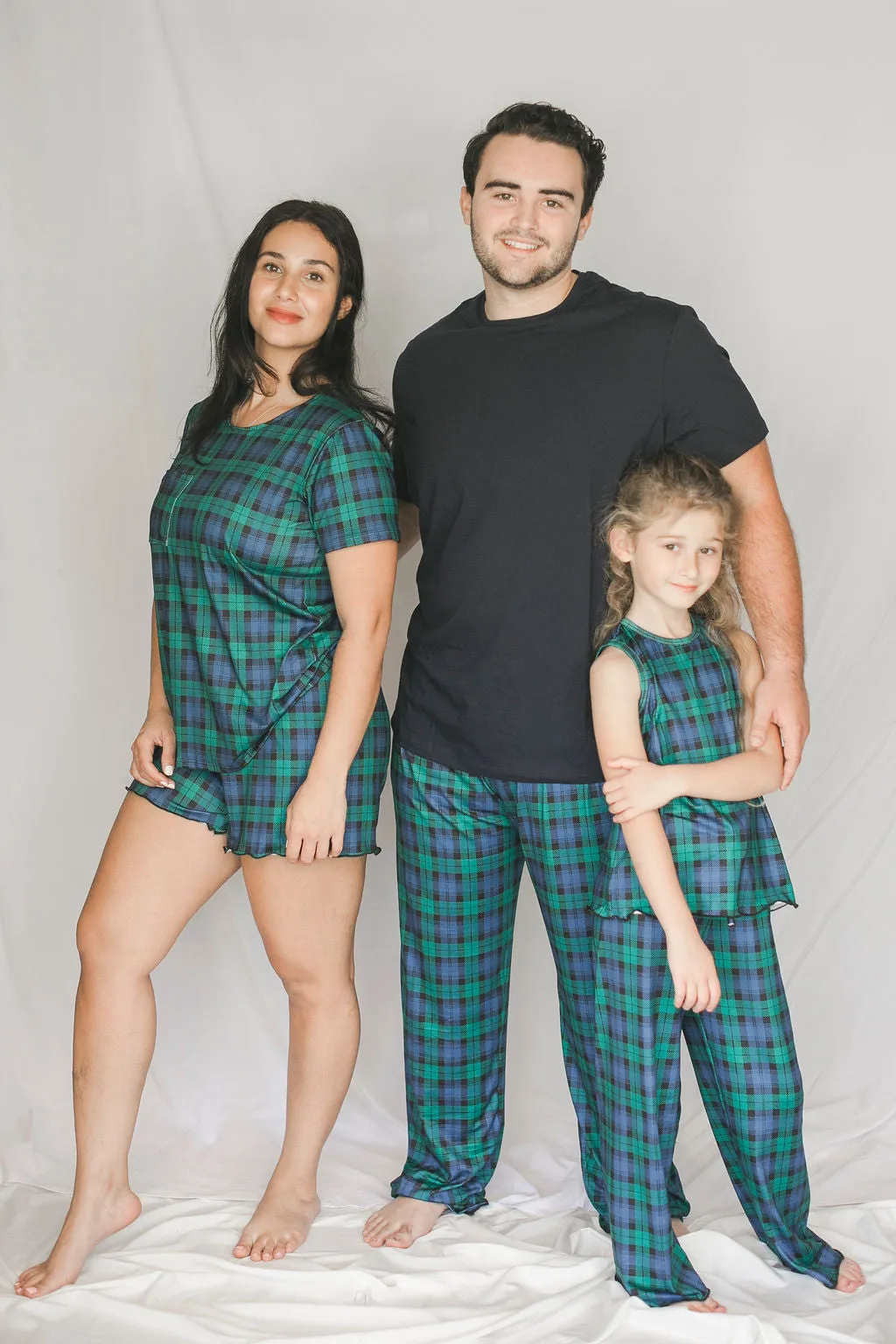 Cozy Green Plaid Short Sleeve Pajama Boxer Set