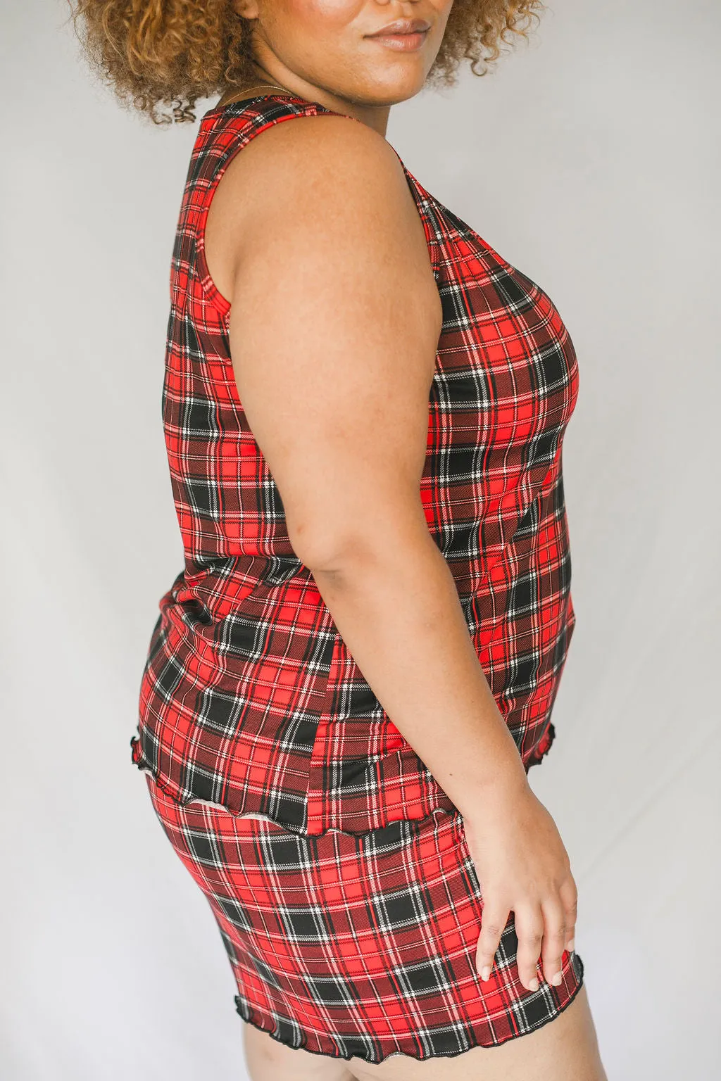 Cozy Red Plaid Pajama Boxer Set