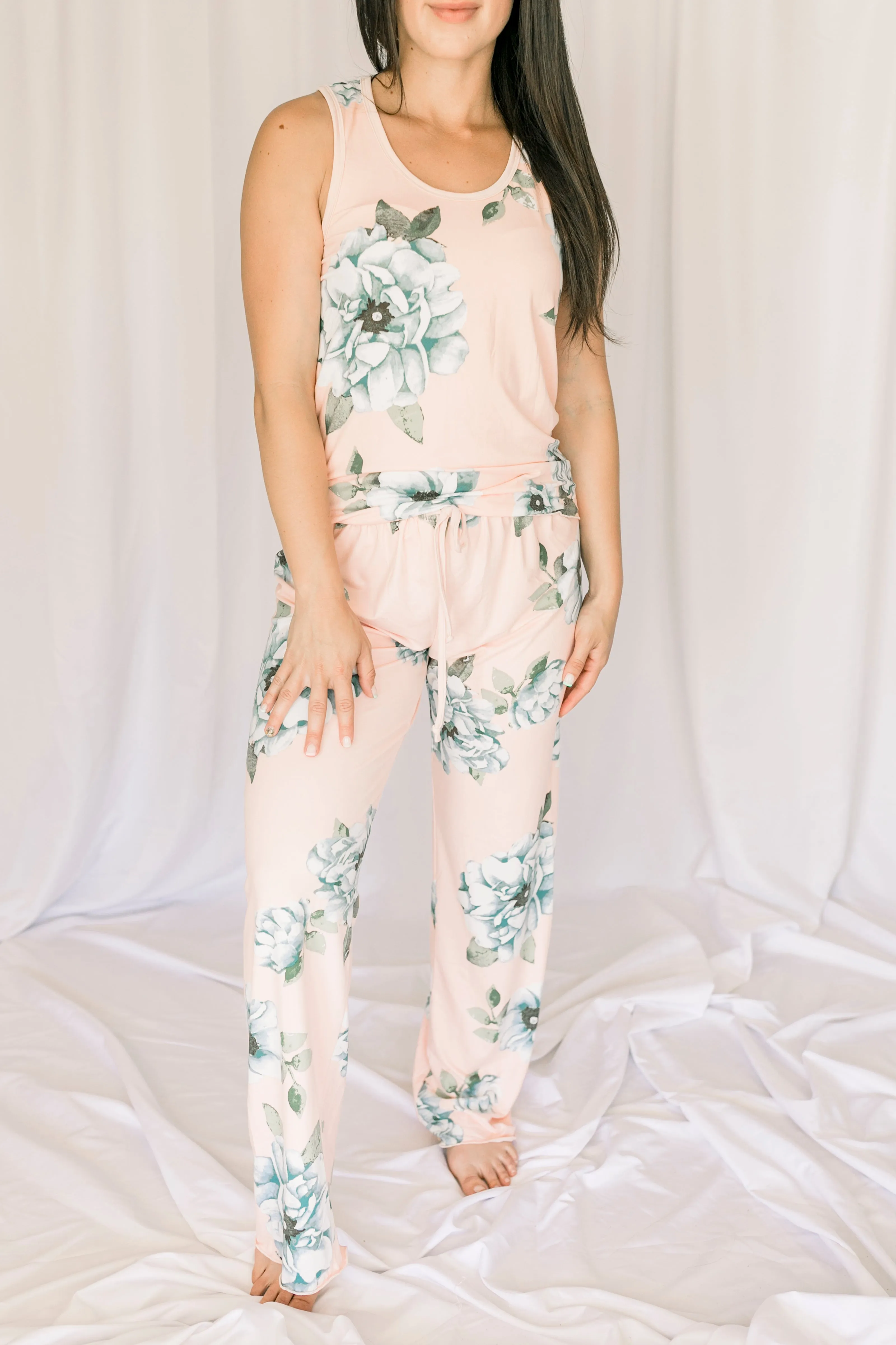 Cozy Rose Blue Pajama Pants Set