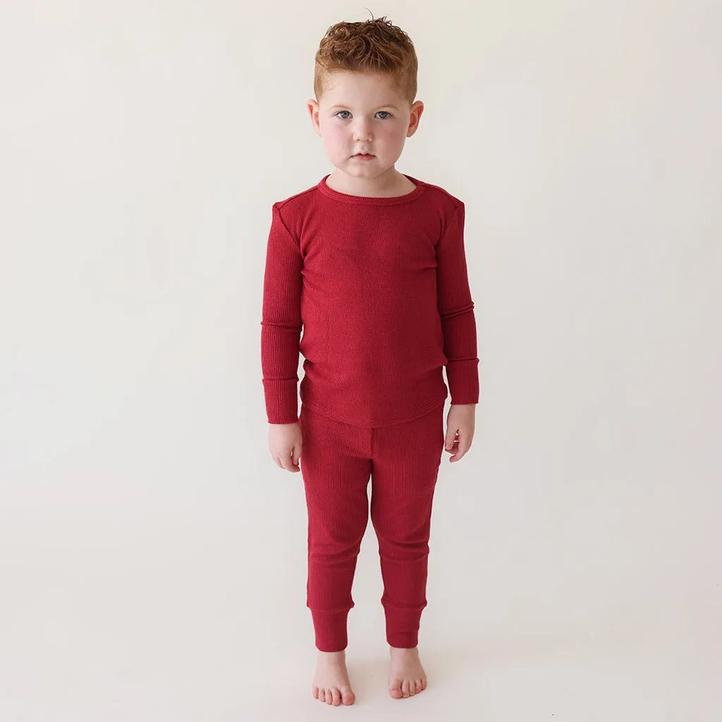 Crimson Waffle Classic Pajama Set