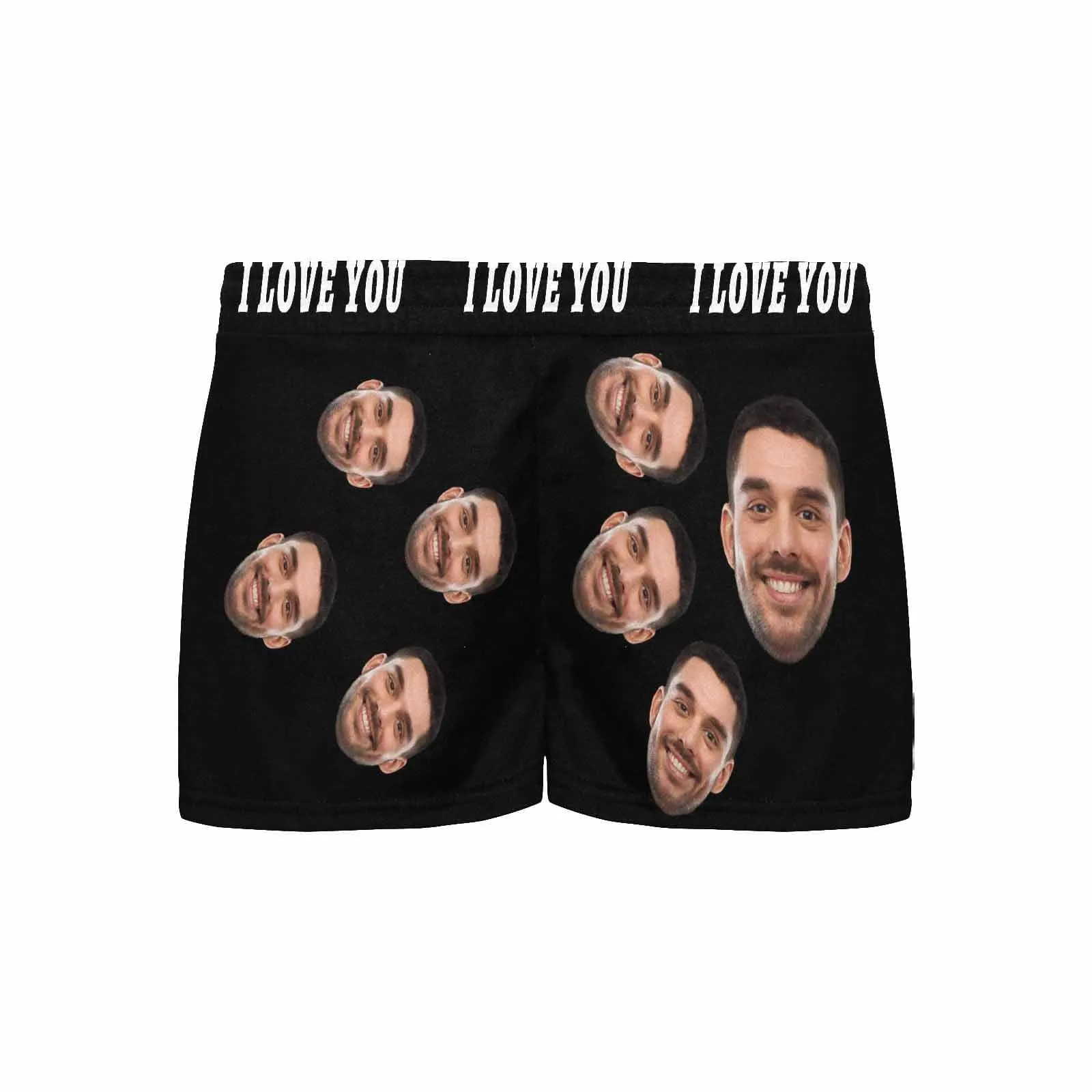 Custom Face Women's Pajama Shorts Personalized Black Background Sleepwear Shorts