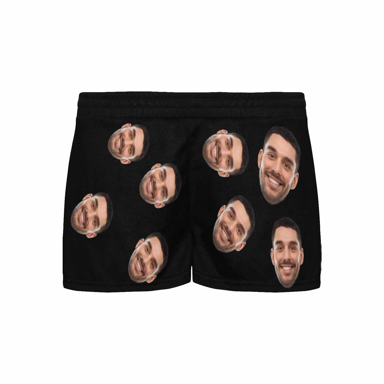 Custom Face Women's Pajama Shorts Personalized Black Background Sleepwear Shorts