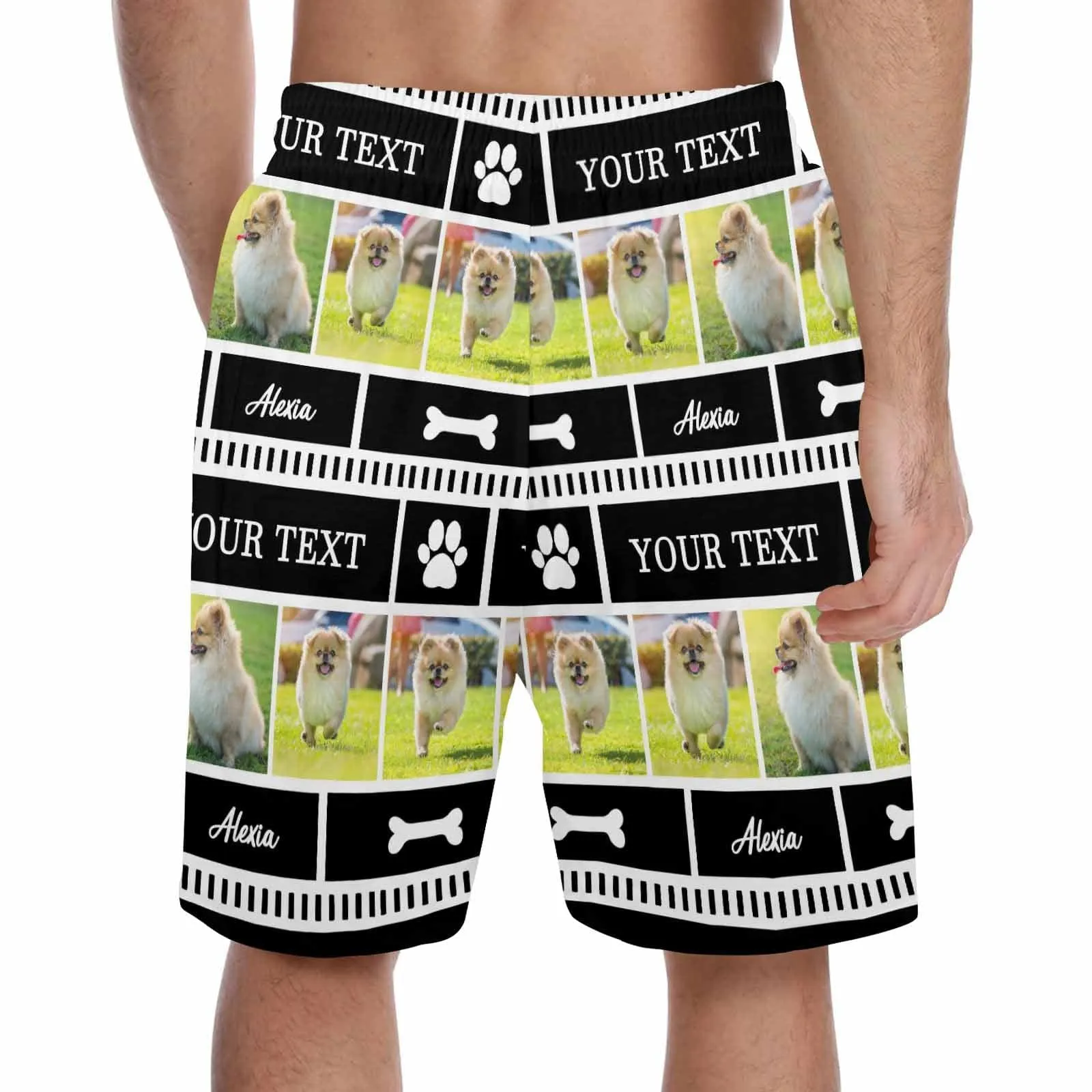 Custom Text&Photo Men's Pajama Shorts Personalized Sleepwear Shorts