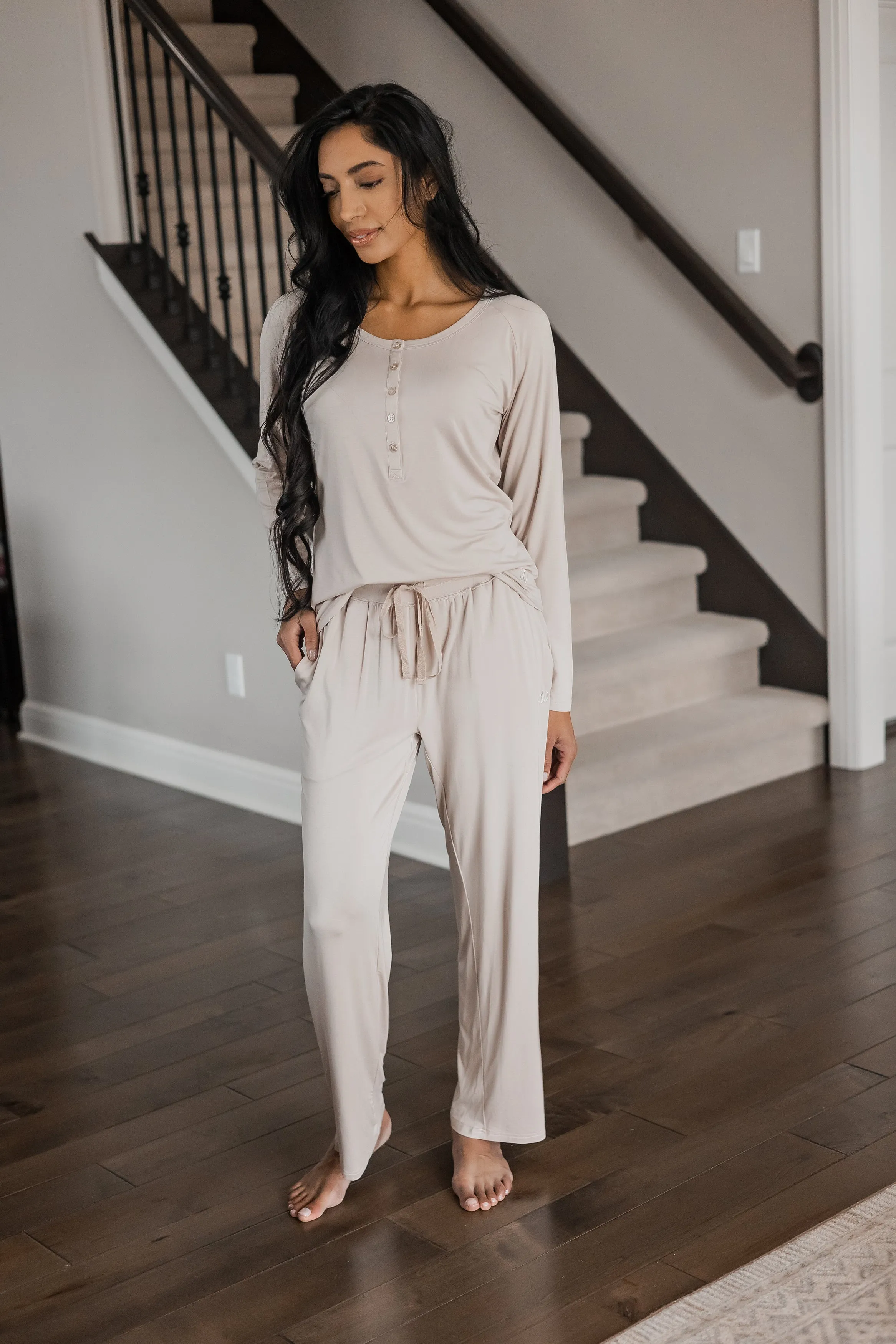 Easy Bamboo Henley Long Sleeve & Pant Pajama Set