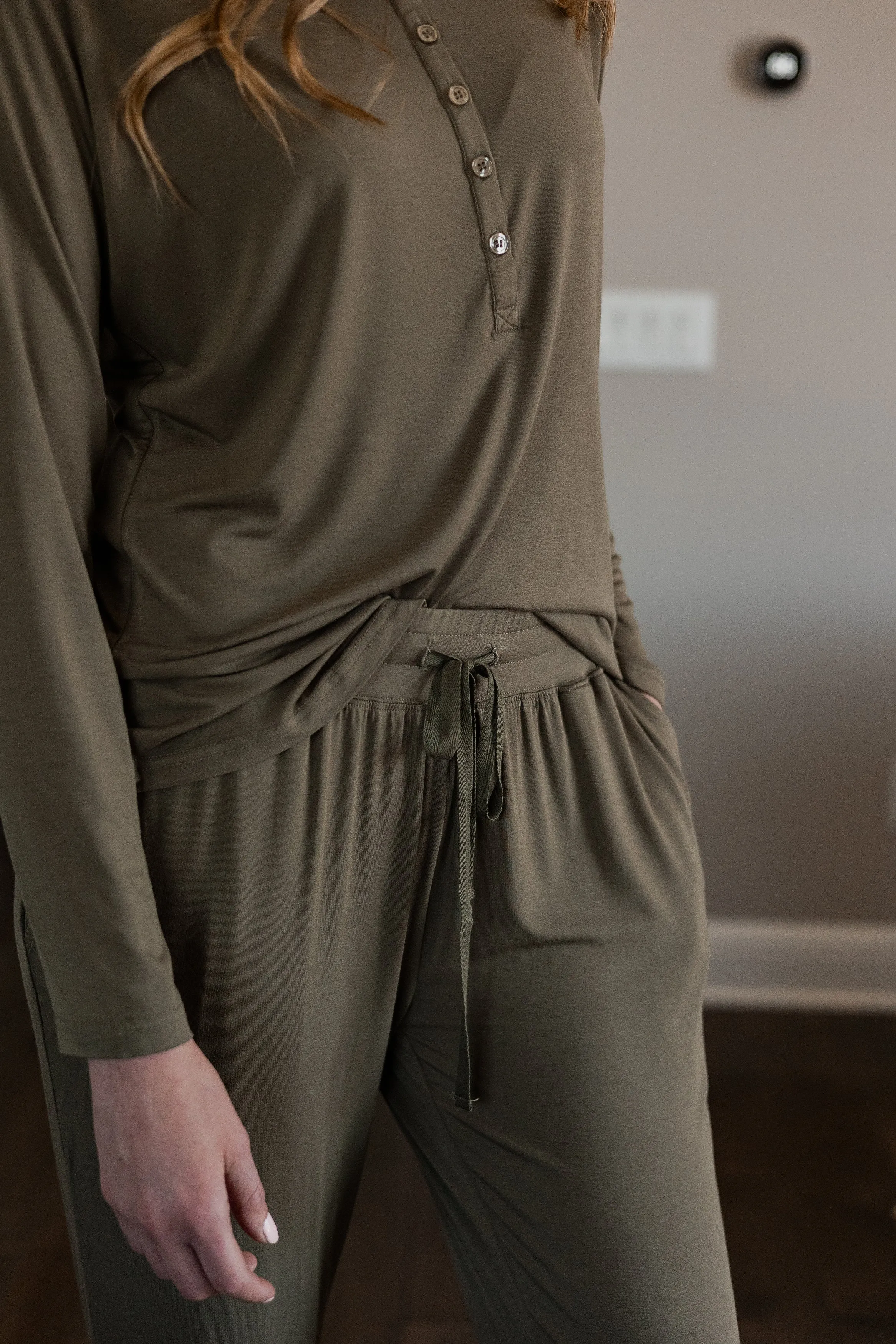 Easy Bamboo Henley Long Sleeve & Pant Pajama Set