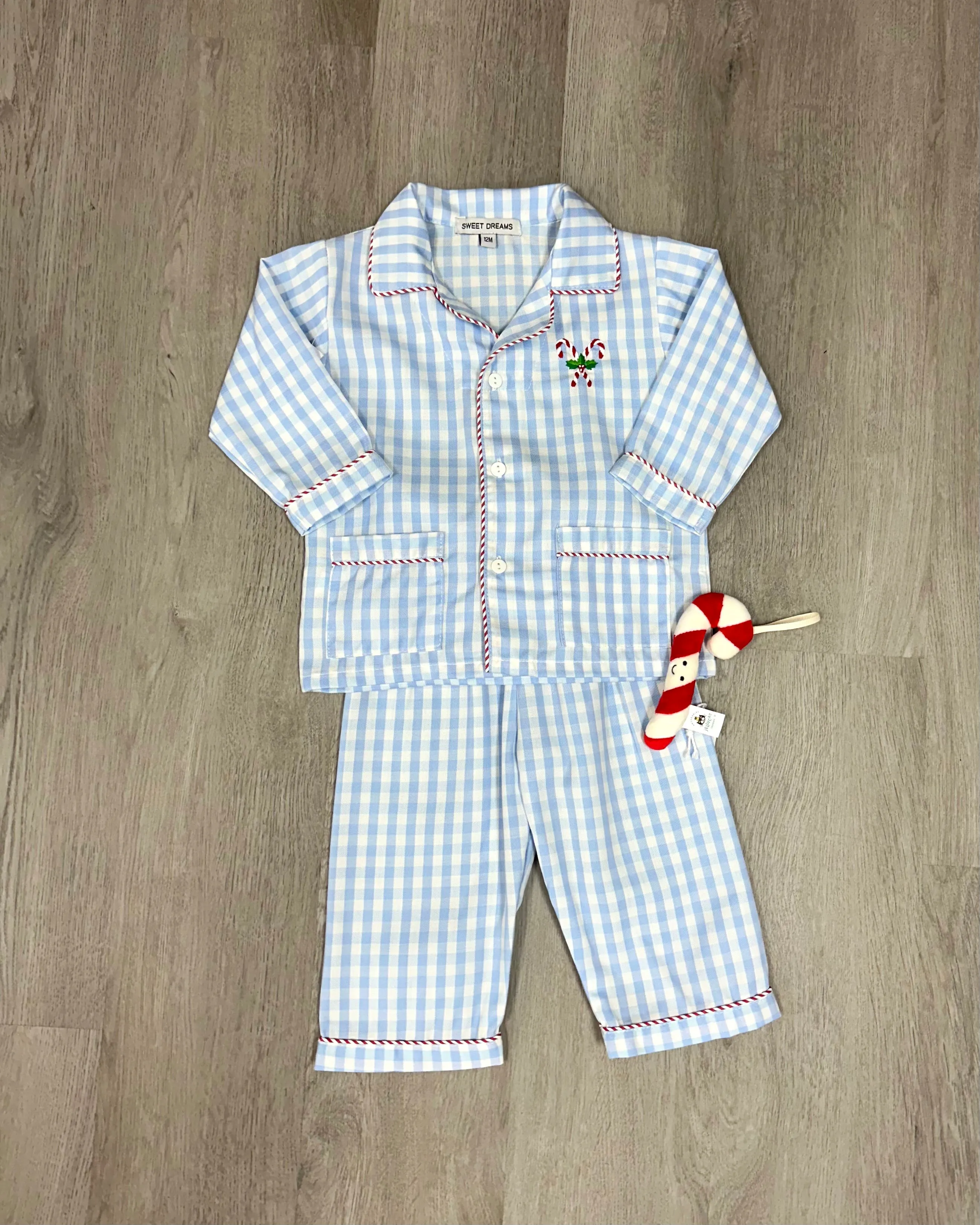 Embroidered Candy Cane Pajamas